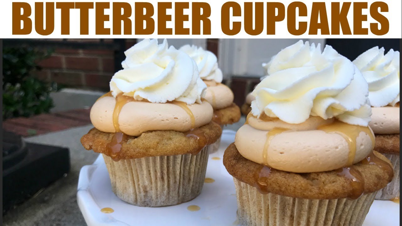 HARRY POTTER BUTTERBEER CUPCAKES|| Butterscotch Cupcakes with Whipped Cream Icing!