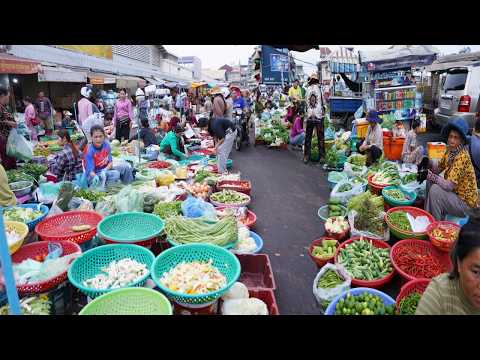 Amazing Cambodian Early Morning Vegetable Market 2026 – Daily Lifestyle Of Vendors Selling Food