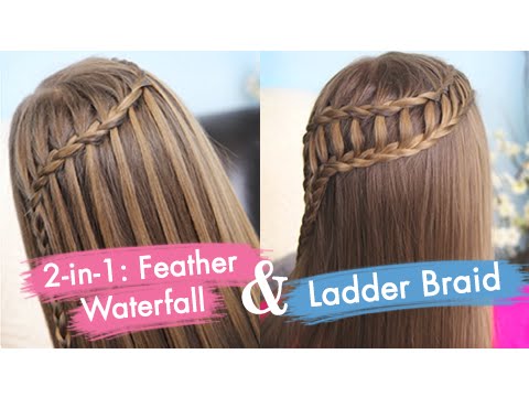 フェザー滝とはしご三つ編みのコンボ｜かわいい2-in-1ヘアスタイル (Feather Waterfall & Ladder Braid Combo | Cute 2-in-1 Hairstyles)