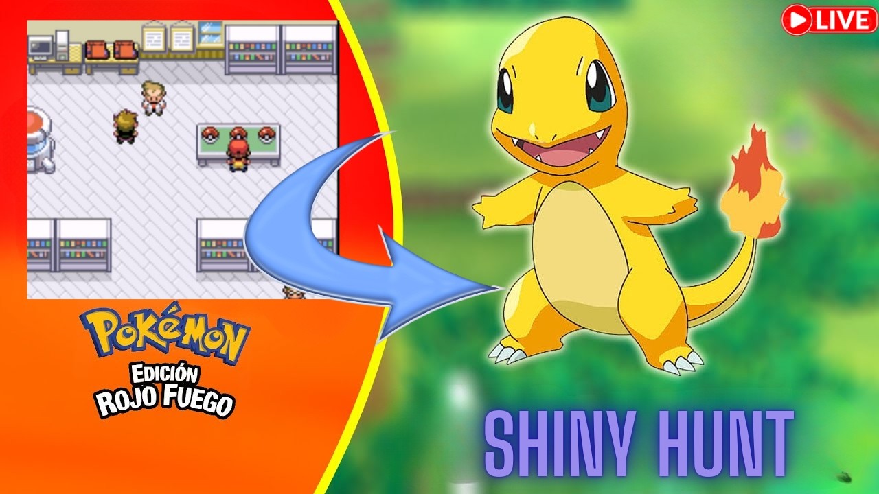 🚨SHINY HUNTING CHARMANDER (DIA 5)🚨BUSQUEMOS EL INICIAL SHINY EN POKEMON ROJO FUEGO