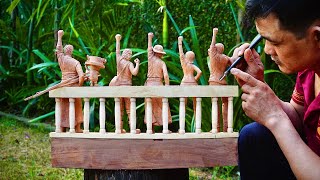 Wood Carving - ONE PIECE : Straw Hats saying goodbye to Princess Vivi