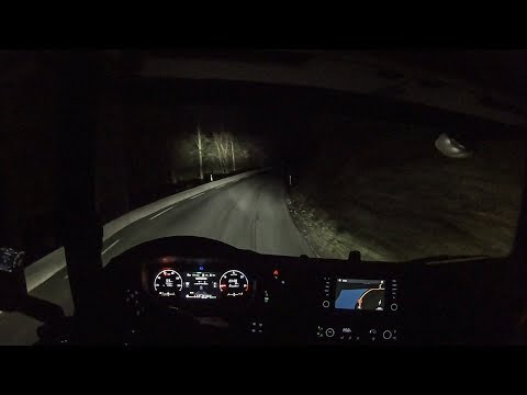 POV Driving Scania S520 - Night driving on E134