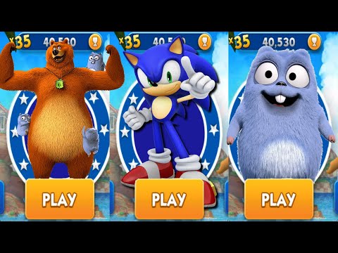 Sonic Dash vs Grizzy and the Lemmings Yummy Run - Pirate Sonic vs All Bosses All Characters Unlocked