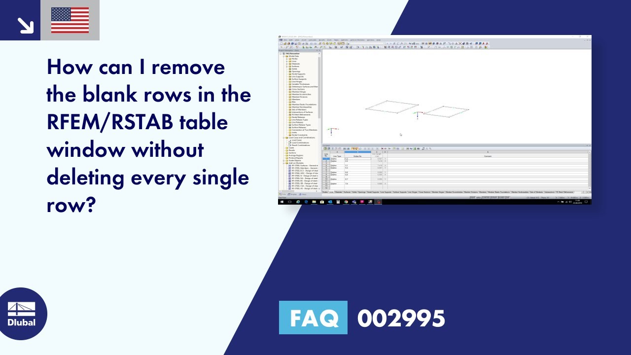 FAQ 002995 | How can I remove the blank rows in the RFEM/RSTAB table window without deleting ever...