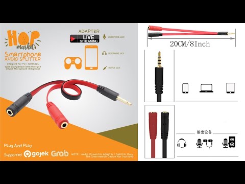 Audio Splitter 3.5mm to Mic & Headphone Kabel Adapter Jack Smartphone