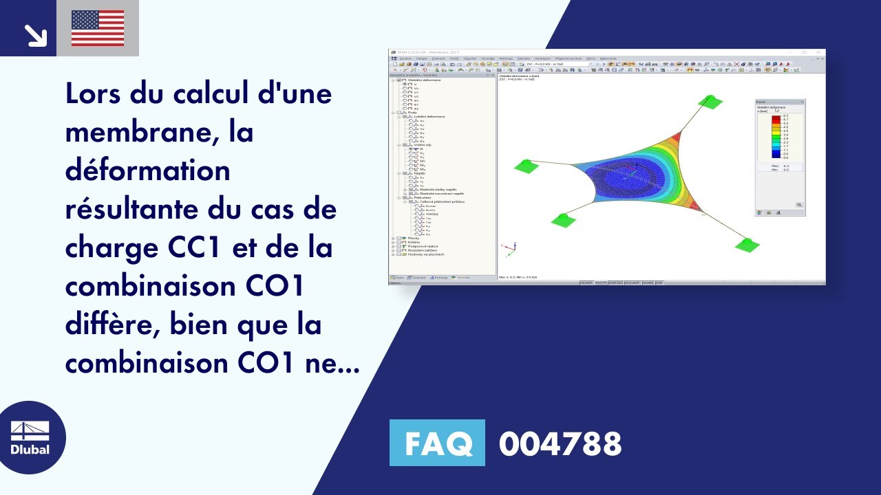 [FR] FAQ 004788 | Lors du calcul d&#39;une membrane, la déformation résultante du cas de charge CC1 et ...