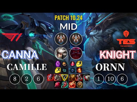 T1 Canna Camille vs TES knight Ornn Mid - KR Patch 10.24