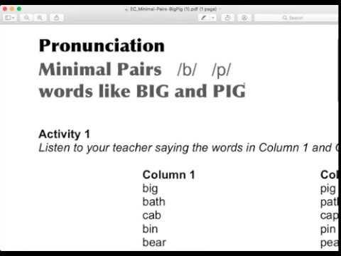 Minimal Pairs P B lesson