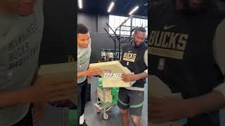 Giannis gifting his latest signature shoe to Bucks players and staff 🔥