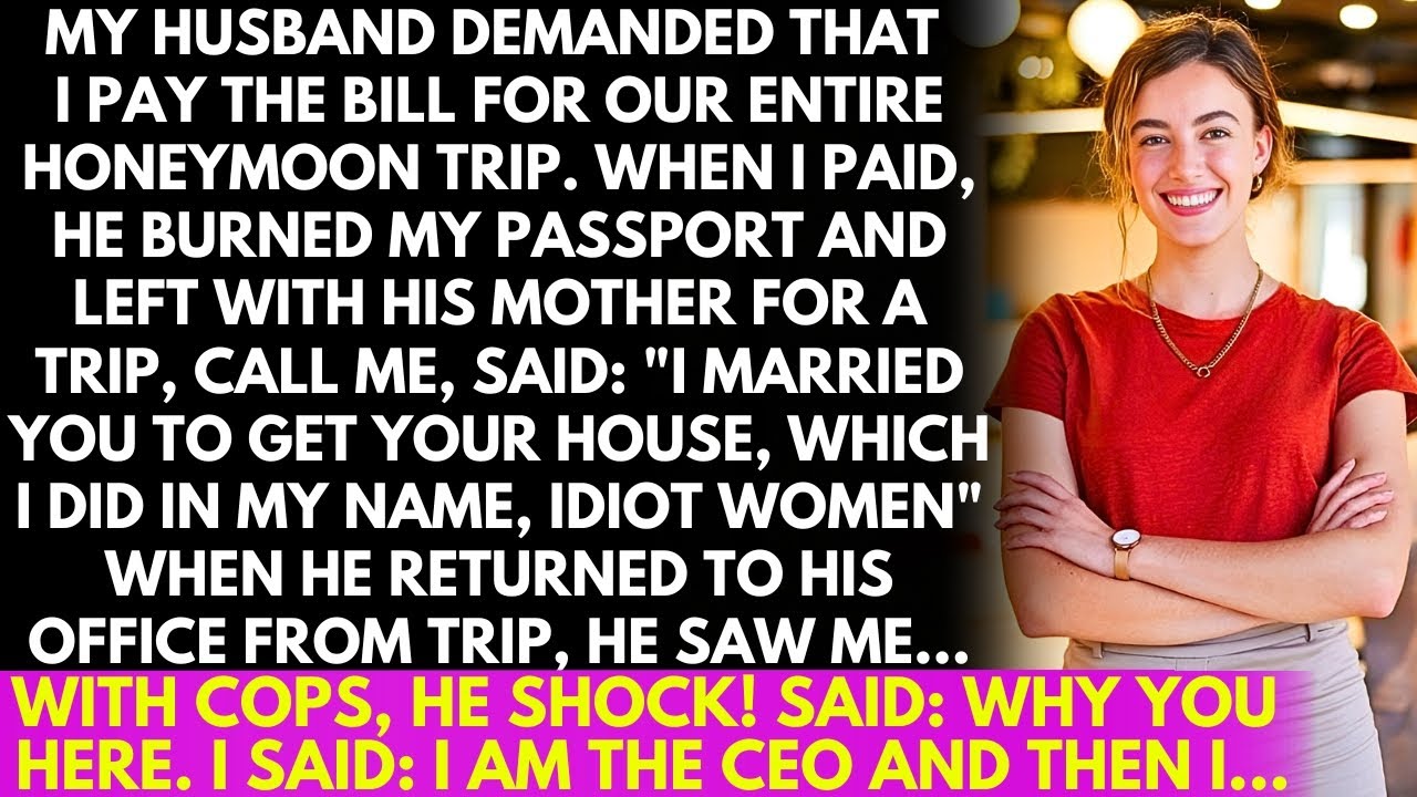 My husband demanded I pay for our honeymoon, then burned my passport and left with his mother! but!!
