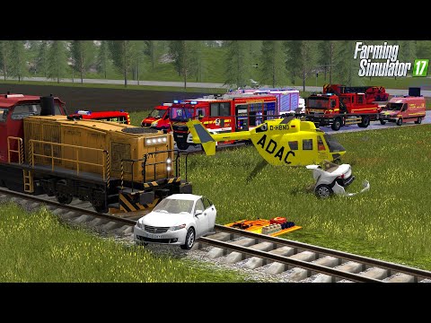 LS17 - FEUERWEHR EINSATZ - Schwerer Zug UNFALL zerstört Auto komplett!