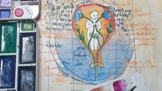 The alchemical child - Ashmole 782 / Swatching watercolours