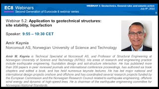 Webinar 5.2: Application to geotechnical structures: site stability, liquefaction