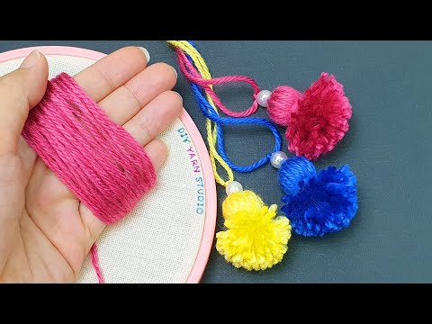 Super Easy Woolen Craft Ideas with Fingers - Hand Embroidery - DIY Yarn Studio