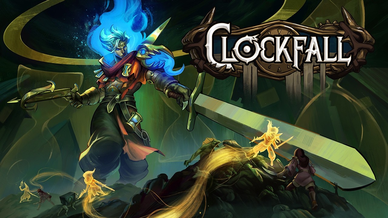 Hero facing a massive clock above a ruined village entrance