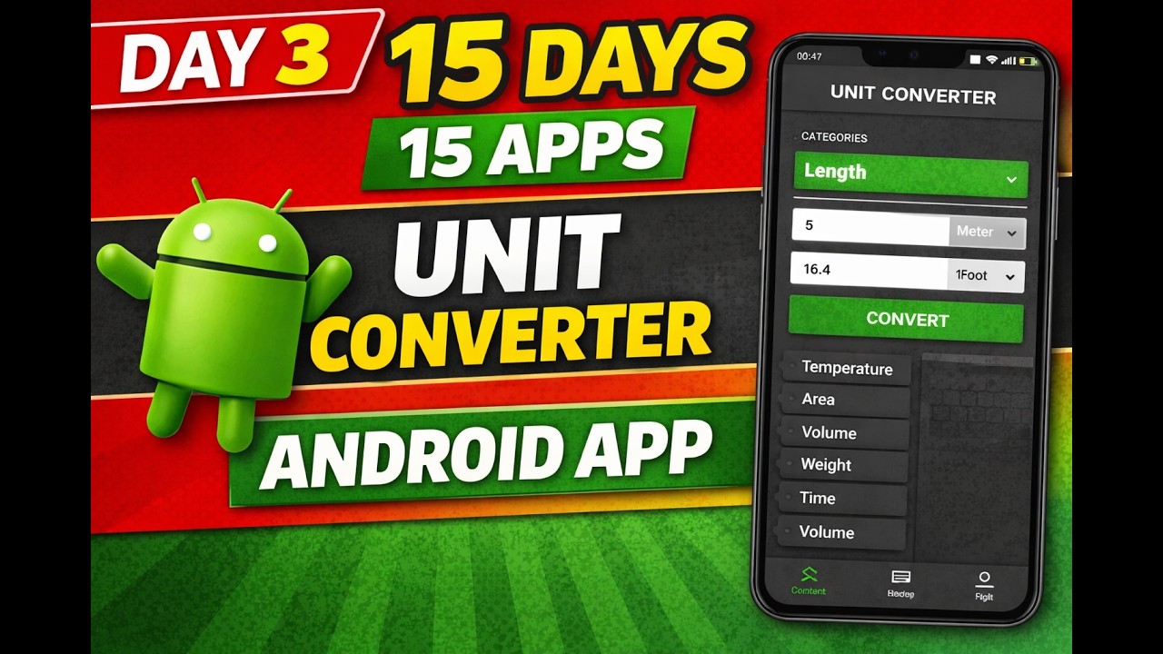 Day 3 – Unit Converter App in Android Studio | Android Project for Beginners