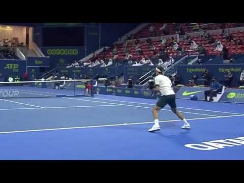 Roger Federer vs Nikoloz Basilashvili | Qatar Open 2021 | Court Level View Highlights