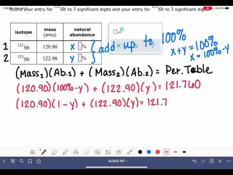 ALEKS: Finding isotope mass or natural abundance from atomic mass