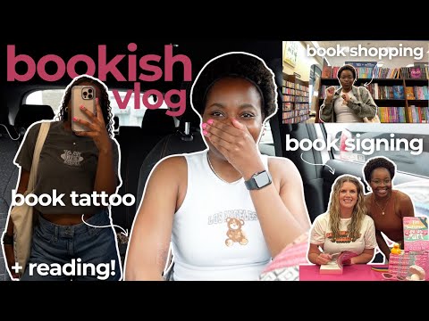 I GOT A BOOKISH TATTOO 🐝❤️ + meeting meghan quinn, book shopping, and reading vlog!
