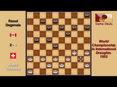 André Gédance (SUI) - Raoul Dagenais (CAN). Draughts World Championship. 1952.