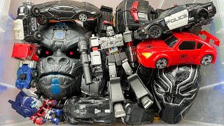Black Optimus VS Red Spider-man TRANSFORMER, MEGATRON robots in windcharger RISE OF CAR Accident Toy