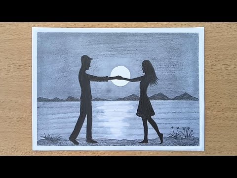 Pencil drawing of Romantic couple step by step