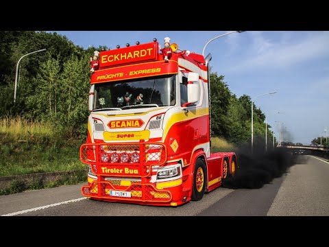 ECKHARDT SCANIA S650 V8 NextGeneration LOUD Open Pipe sounds + smoke [ONBOARD]