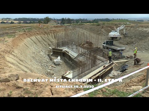 Obchvat města Chrudim - II. etapa - stav nejdůležitějších úseků 18.7.2020.