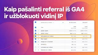 Kaip pašalinti referral iš GA4 šaltinių ir užblokuoti vidinį IP adresą. Instrukcija