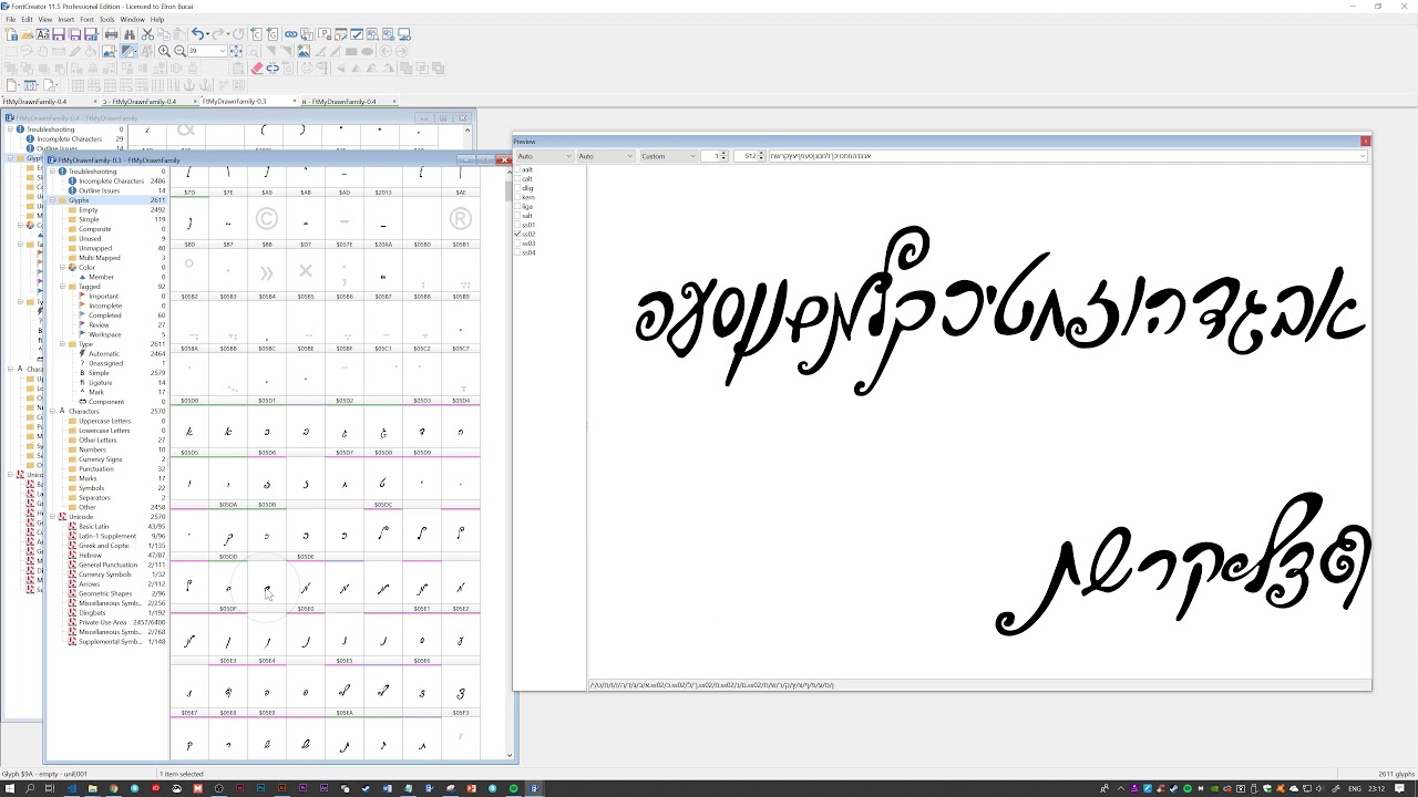 Glyph Names > Add PUA Unicode Values to Selected Glyphs - FontCreator ...