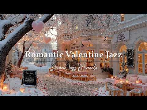Warm Valentine Jazz in a Cozy Snowy Winter Bookstore Café ❄️ Romantic Jazz Playlist for Love & Relax