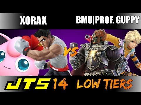 JTS 14 Low Tiers Xorax (Jigglypuff, Little Mac) vs BMU|Prof.Guppy (Ganondorf, Shulk) Losers Finals