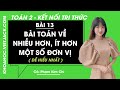 Toán lớp 2 Bài 13: Bài toán về nhiều hơn, ít hơn một số đơn vị
