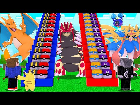 Subindo as Novas Escadas das NOVAS LUCKY PIXELMON 0% vs 100% com NOVOS Pokemon no Minecraft