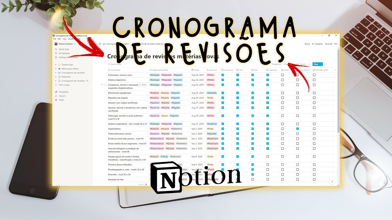 COMO FAÇO E ORGANIZO MINHAS REVISÕES?? (NOTION)