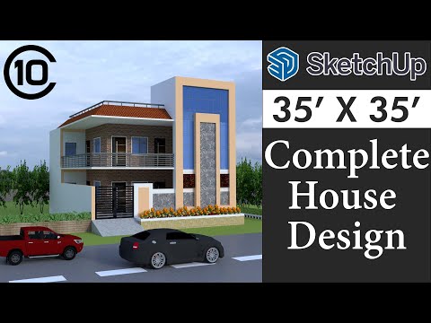 35 X 35 House Design in Sketchup for Beginners || Tutorial in Hindi