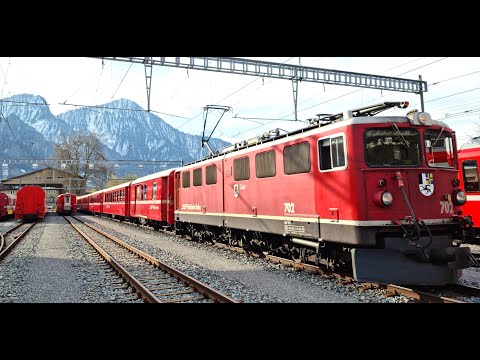 ★ 4K 🇨🇭Cab ride Landquart - Vereina - St Moritz (1250m climb in a locomotive from 1958) [04.2021]