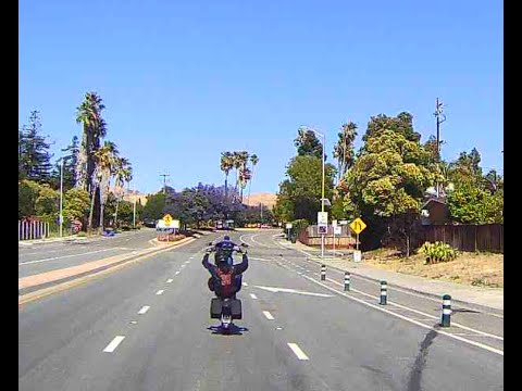 Wait for it, Harley Davidson wheelie didn't expect a circus act.