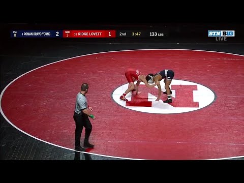 133 LBS: #4 Roman Bravo-Young (Penn State) vs. #15 Ridge Lovett (Nebraska) | 2020 B1G Wrestling