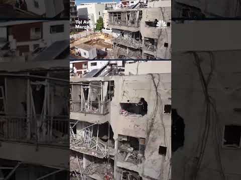 Building damaged after Iranian missile attack on Israel