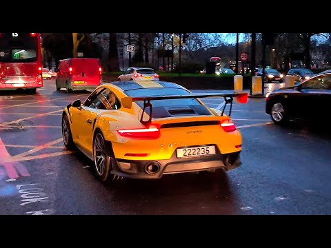 SUPERCARS in LONDON December 2020 (Chiron Sport, LaFerrari Aperta, GT2RS, Ferrari F8 Tributo)