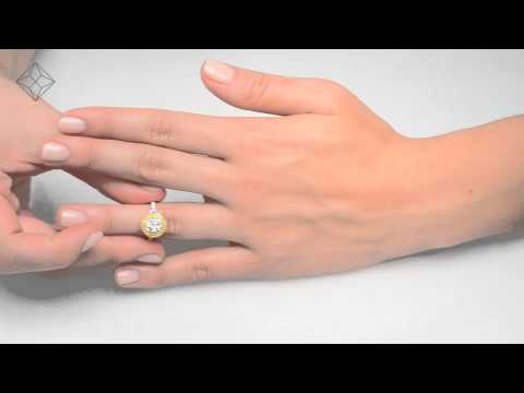 N4418 - 18K White Gold ARIANNA 1ct Diamond and Yellow Diamond HALO Ring