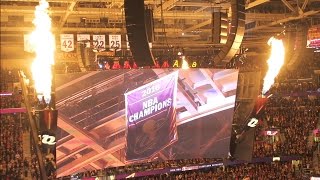 2016 NBA Champions banner being raised at the Q for the Cleveland Cavaliers