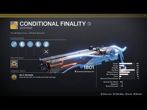 Conditional Finality is pretty cool -  Root of Nightmares raid exotic shotgun