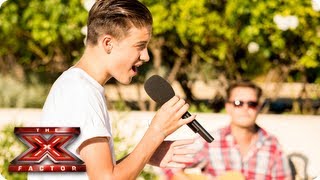 Giles Potter sings You're Beautiful by James Blunt -- Judges Houses -- The X Factor 2013