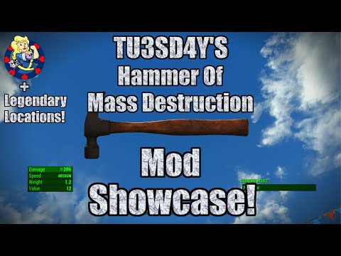 Fallout 4 - TU3SD4Y'S Hammer Of Mass Destruction Mod Showcase! (XB1)