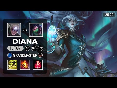 Diana vs Akali Mid - KR Grandmaster - Patch 25.20 Season 15