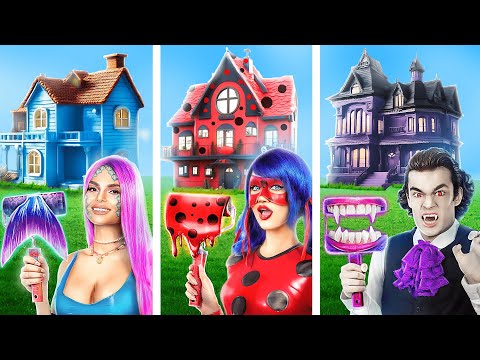 Einfarbige Haus Challenge / Vampir vs Ladybug vs Meerjungfrau!