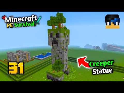 EPIC Minecraft PE Survival: Crafting a CREEPER STATUE