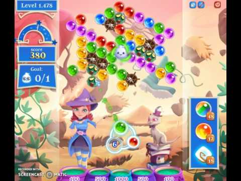 Bubble Witch Saga 2 Level 1478 with no booster & 1 bubble left